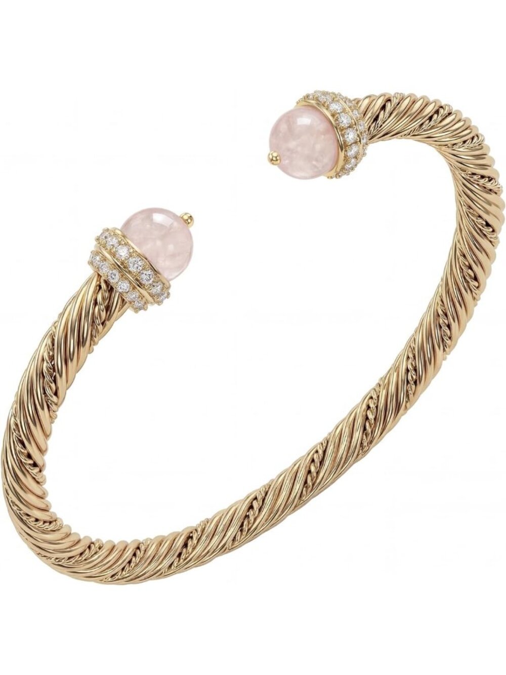 Dainty Adjustable Gold Cuff Bangle Bracelet - 14K Plated Twisted Charm Jewelry